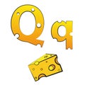 Q, swiss vector Alphabet made of Cheese